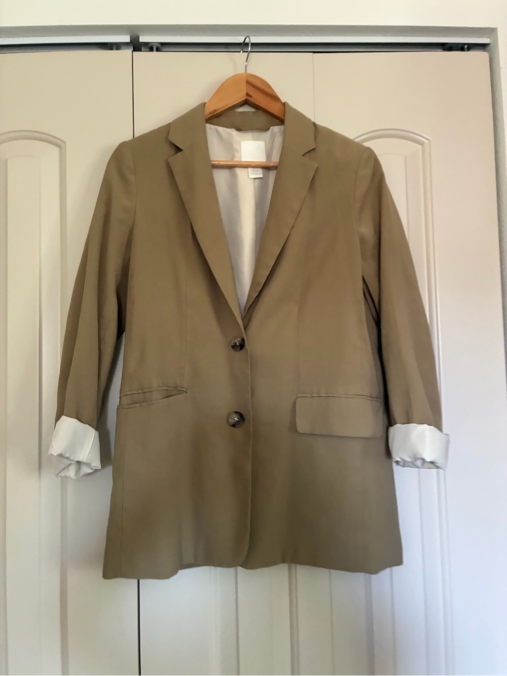 H&M Olive Khaki Olive Single-Breasted Blazer